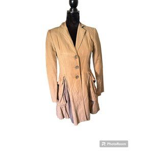 Cabi Pleated Contrast Jacket in Taupe and Darker stripe size XS